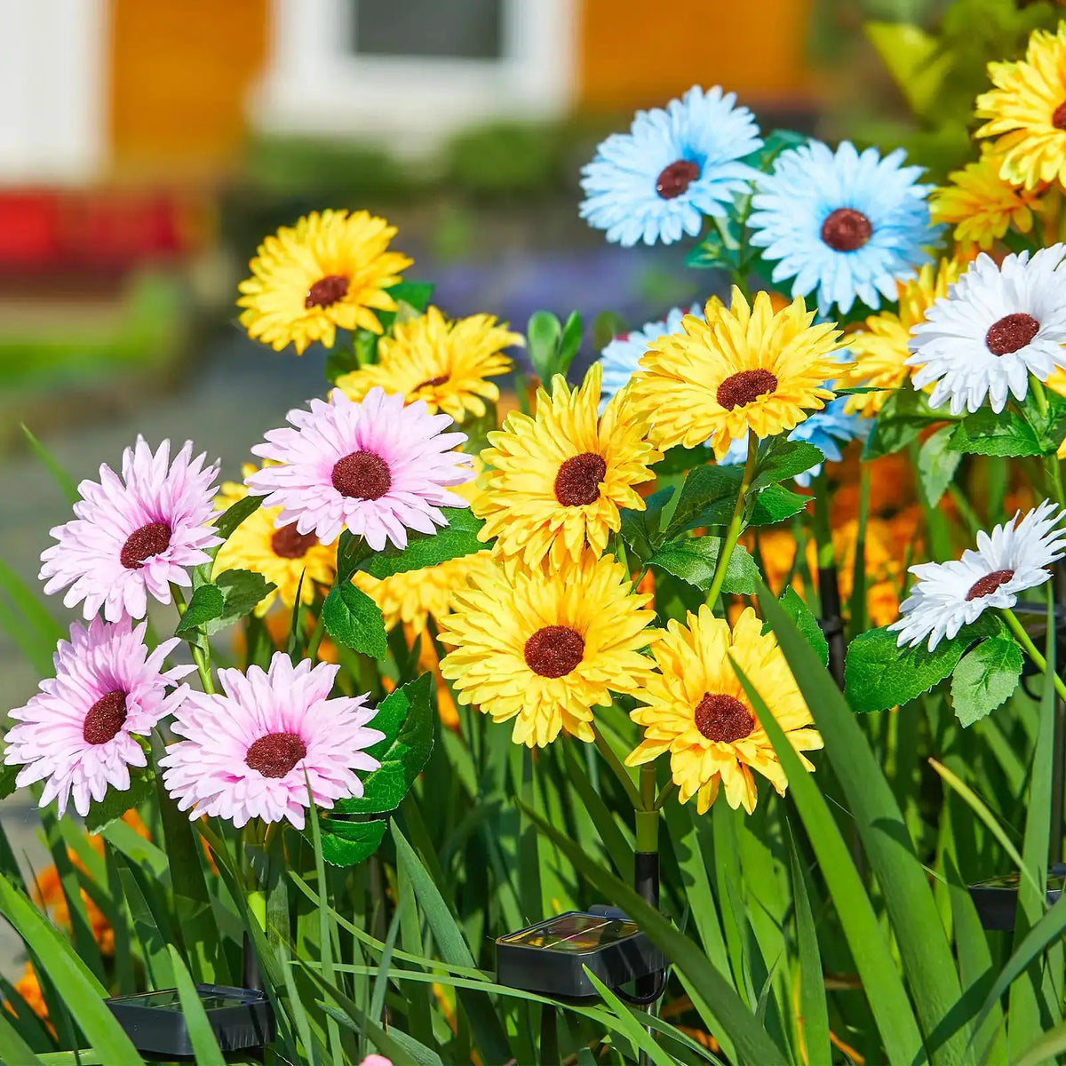 Solar Outdoor Garden Lights, 16 Glowing Daisy Flowers Solar Lights, Waterproof Solar Flower Lights for Yard Patio Pathway Decor from PriceLows™
