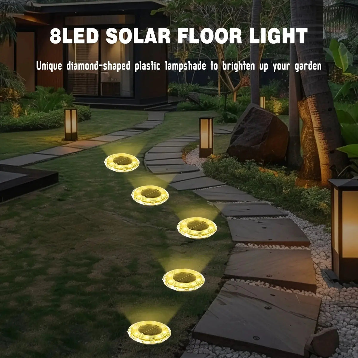 4/8/12PCS Solar Lights Outdoor Waterproof 8 LED Solar Ground Light Warm White Solar Buried Light for Patio Garden Lawn Driveway from PriceLows™