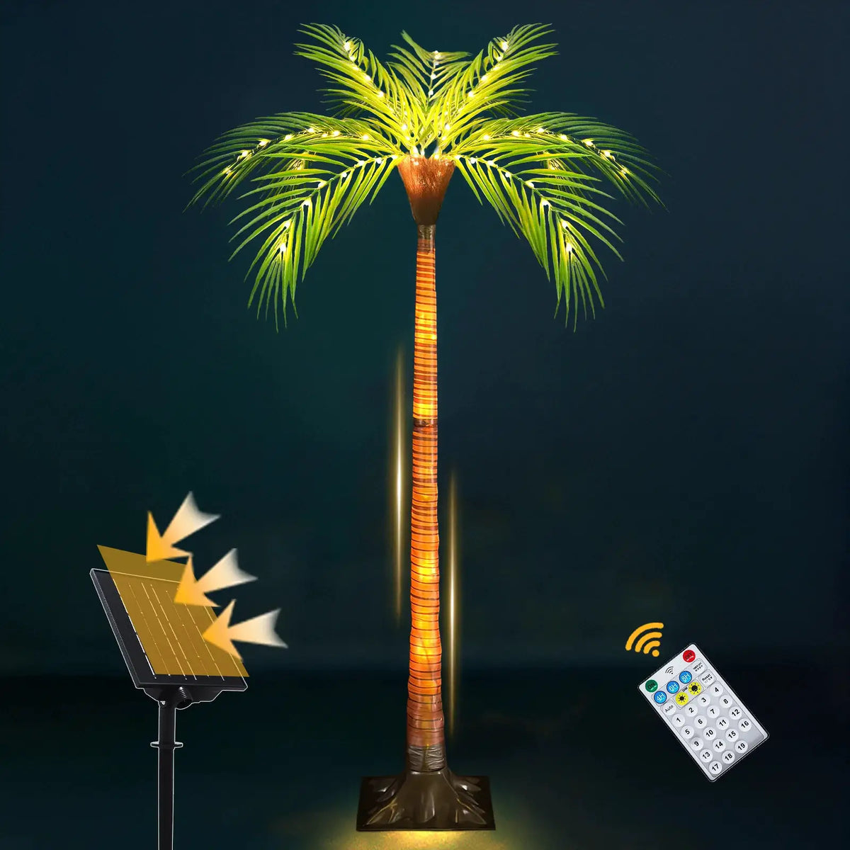 1pc 4.6ft Solar Powered Artificial Palm Tree LED Decorative Tree Lights for Garden Patio Door Tiki Bar Christmas Decoration from PriceLows™