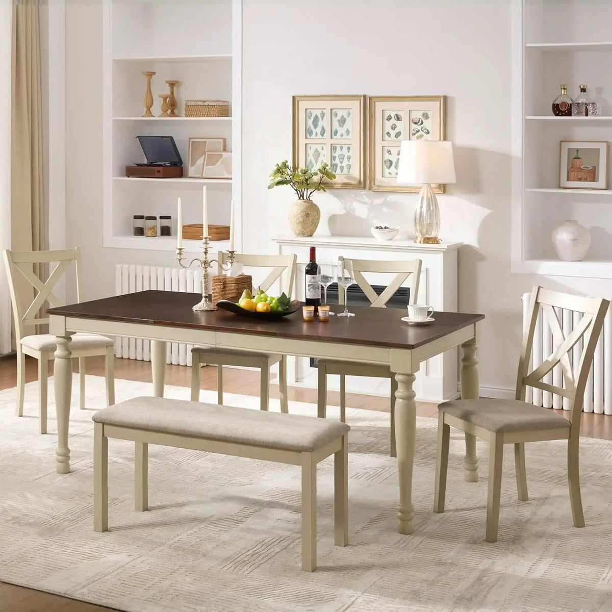 71 Inch Premium Solid Wood Dining Table Walnut Finish from PriceLows™