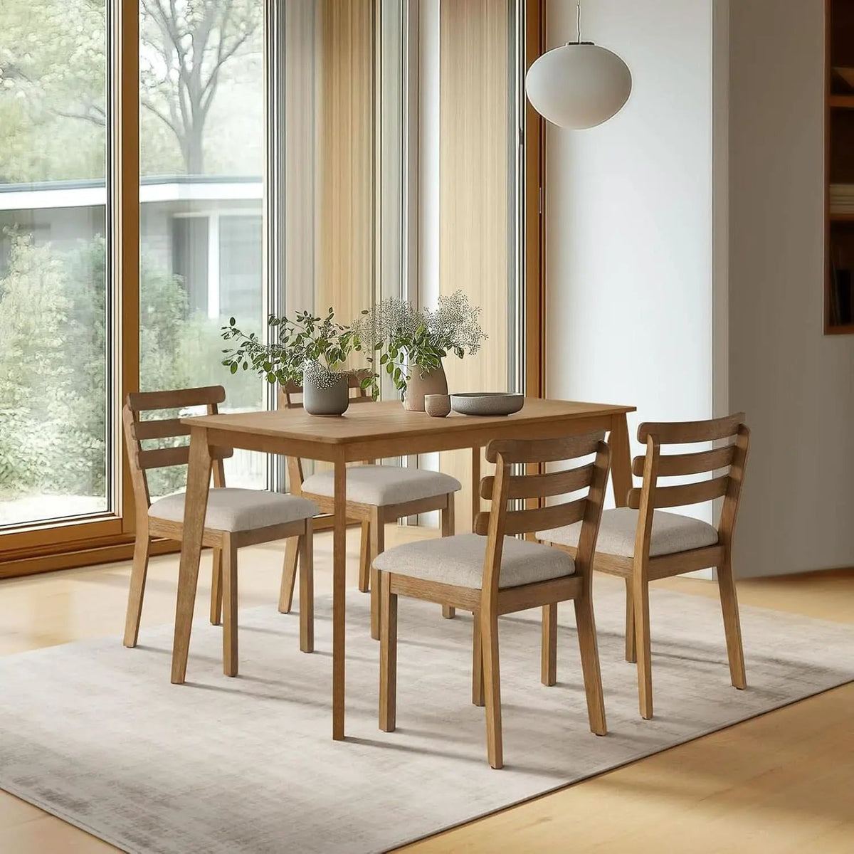Premium Solid Wood Farmhouse Dining Table Set For Four from PriceLows™