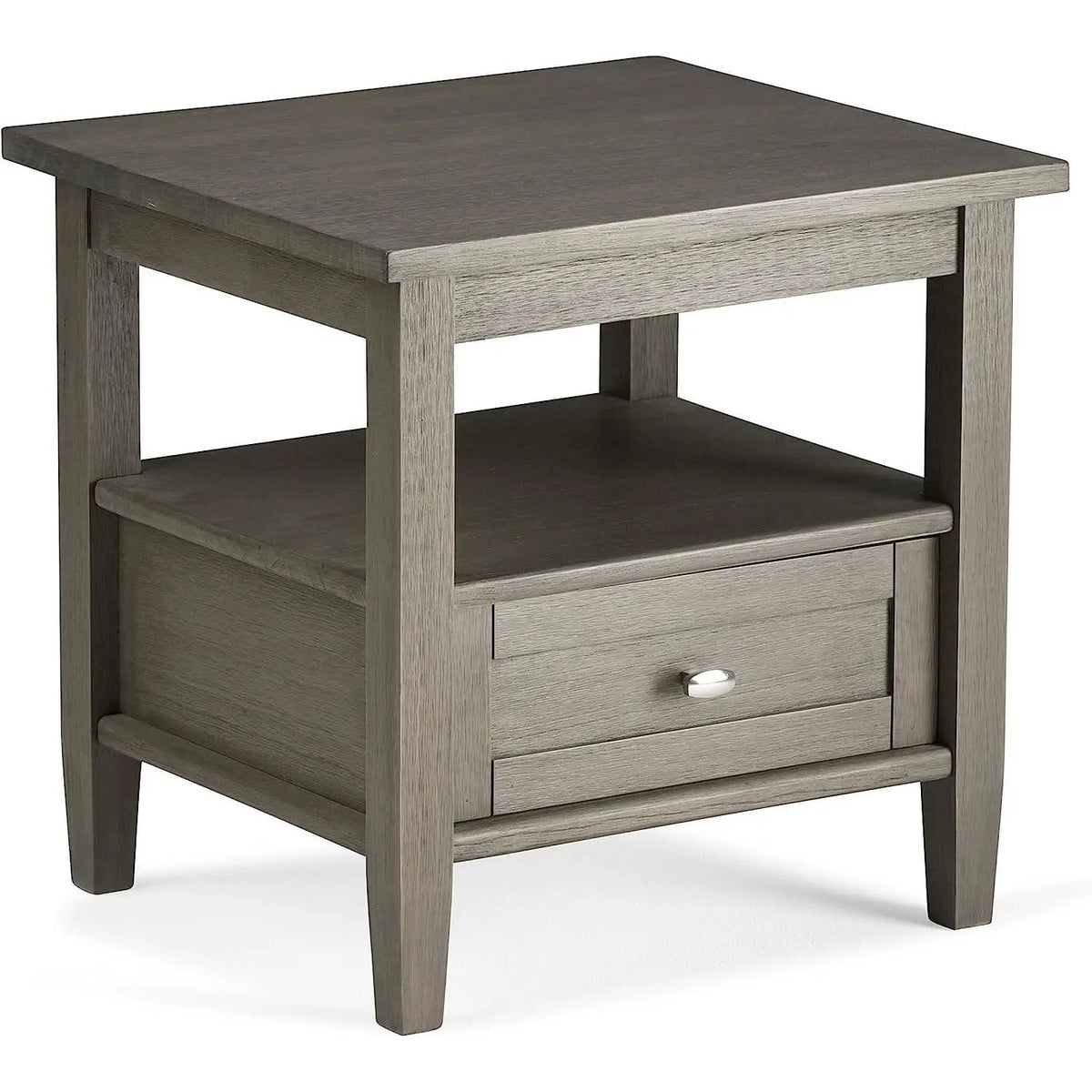Solid Wood Rectangle End Table With Drawer Farmhouse Grey from PriceLows™