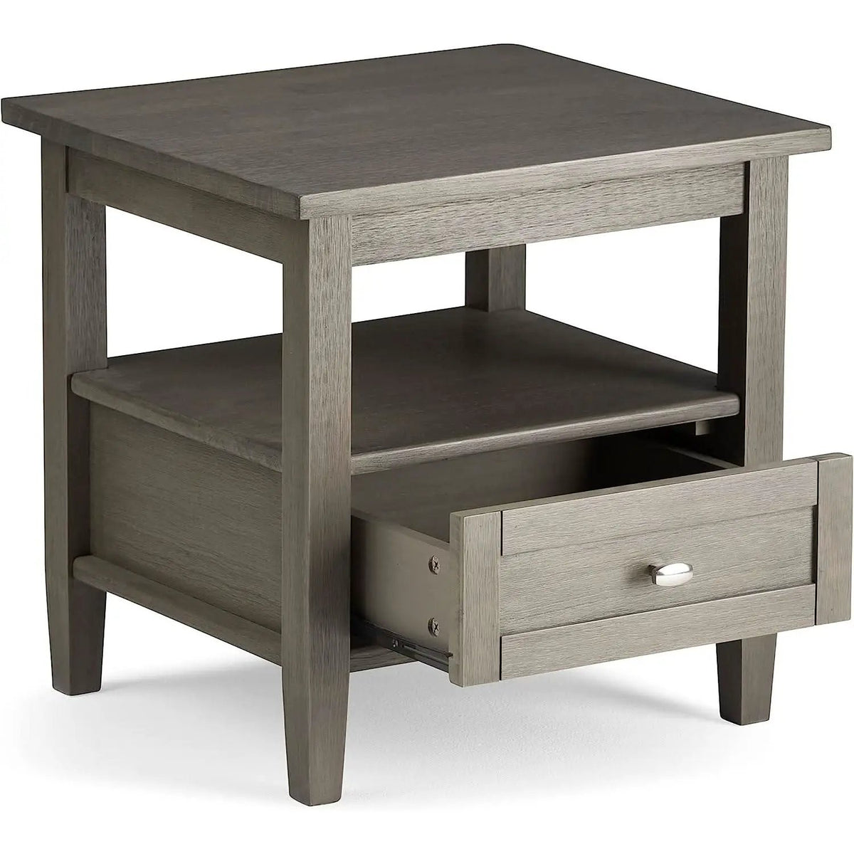 Solid Wood Rectangle End Table With Drawer Farmhouse Grey from PriceLows™