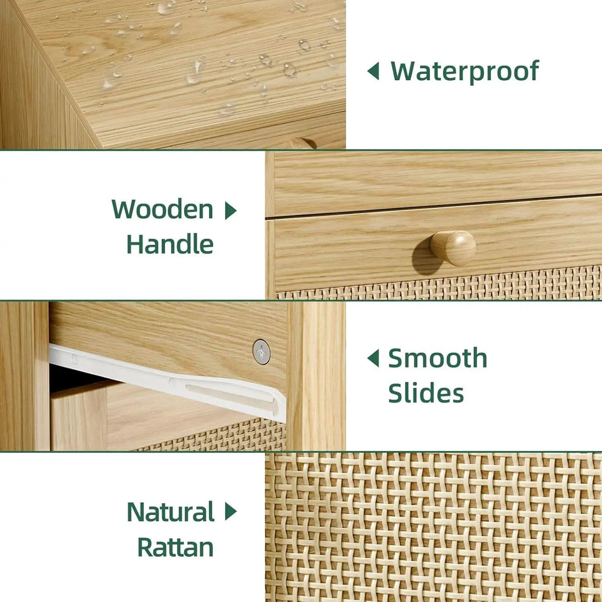 Space-Saving 3-Drawer Rattan Dresser For Bedroom Storage from PriceLows™