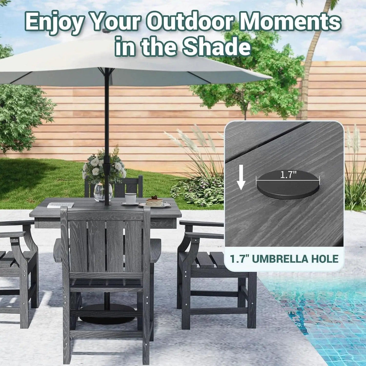 Spacious Five Piece Outdoor Dining Set with Umbrella Hole from PriceLows™