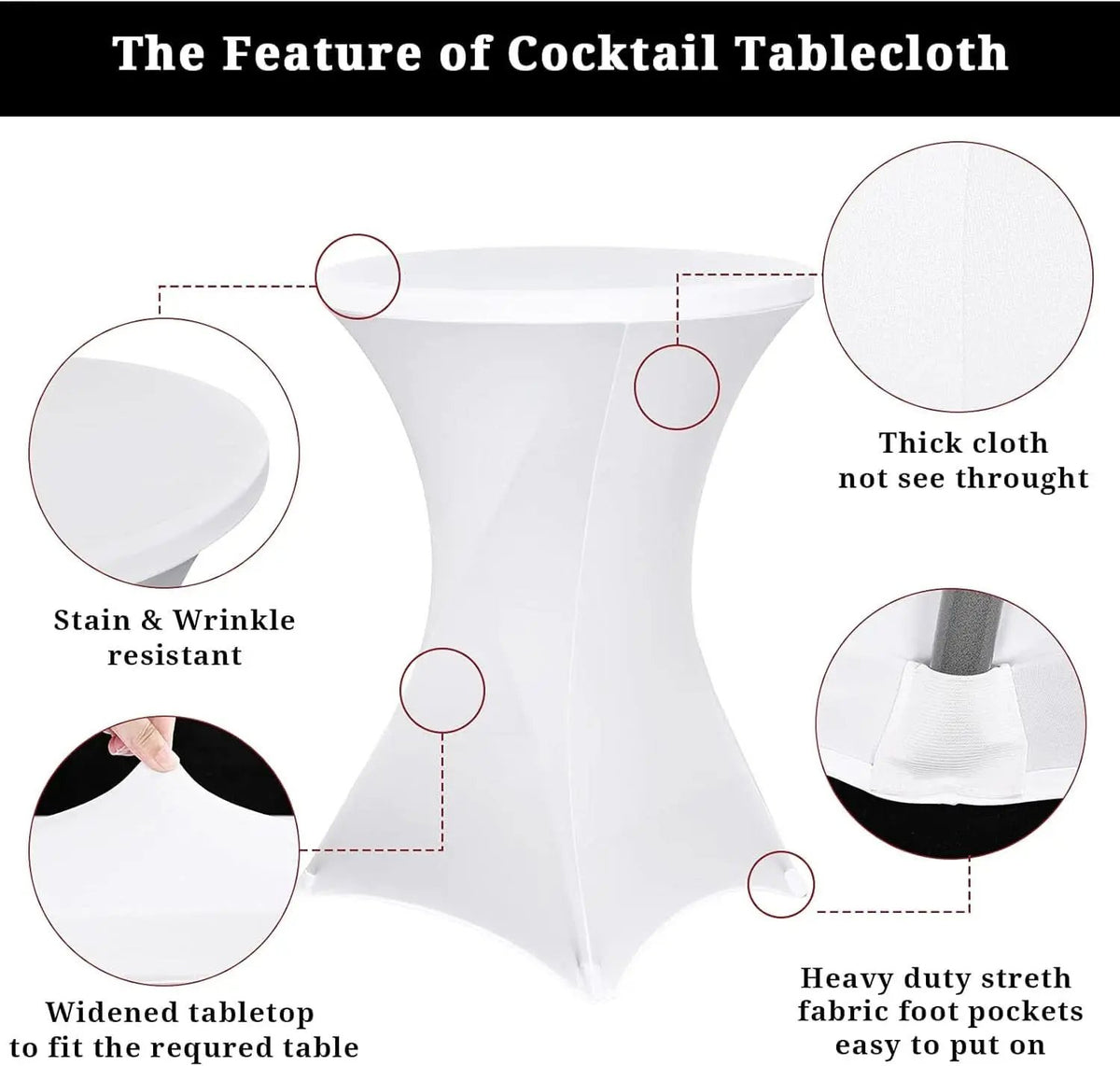 White Spandex Square Cocktail Table Covers 32x43Inches from PriceLows™