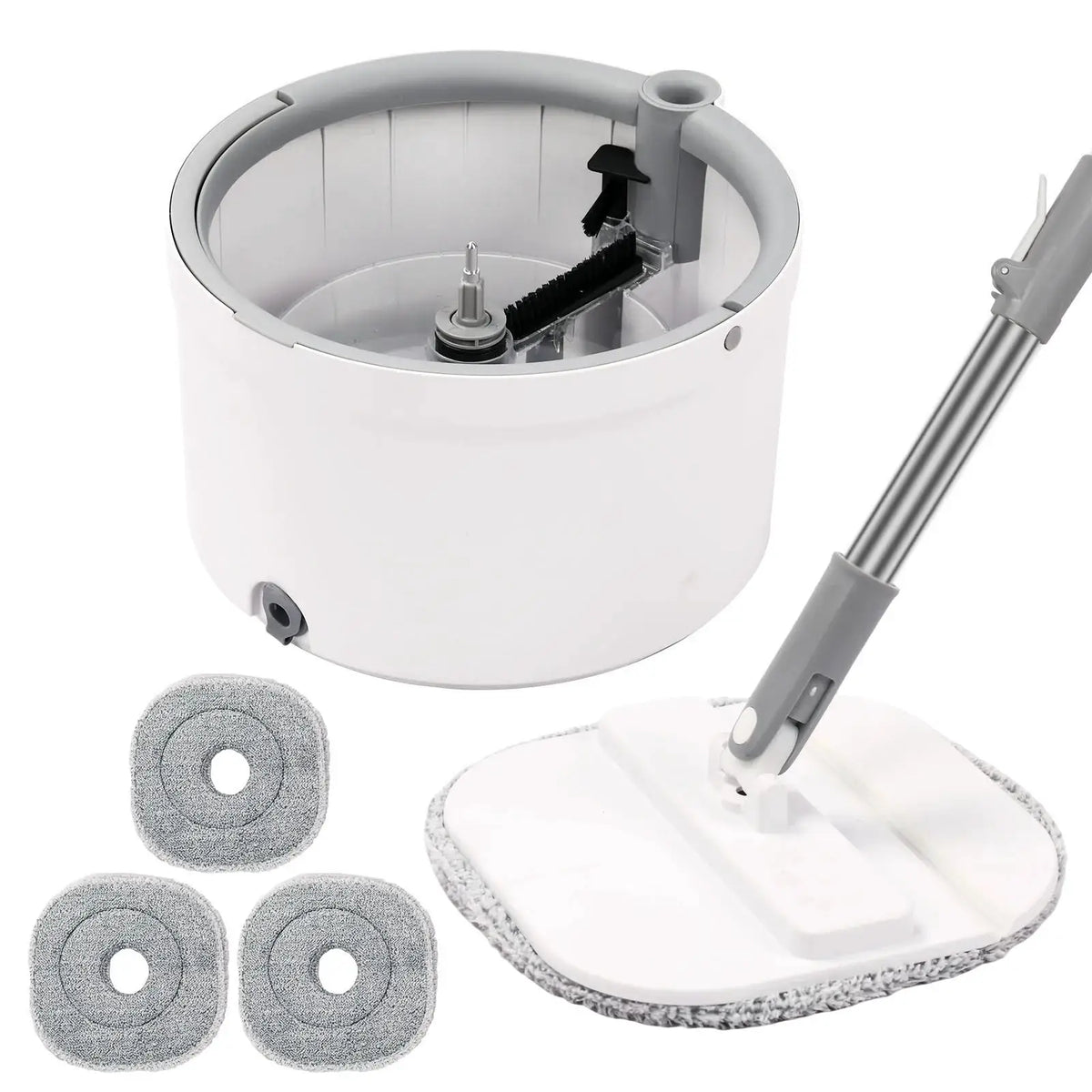 Round Flat Mop Bucket Set with Adjustable Handle–Dirty/Clean Water Separation System, Self-Wringing Spin Mop and Bucket Cleaning from PriceLows™