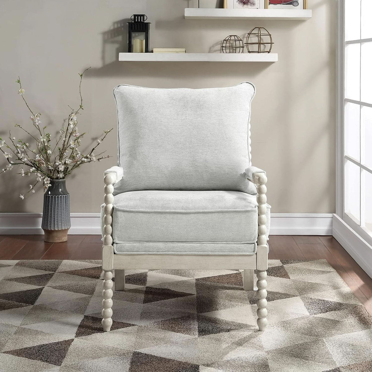 Spindle Accent Chair Smoke Grey Textured Upholstery from PriceLows™