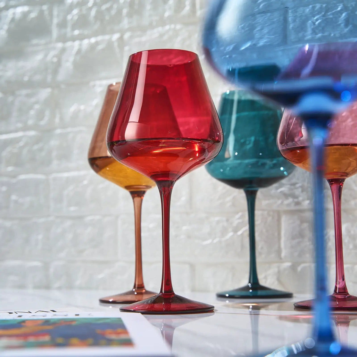 Stagioni Stemmed Wine Glassware, "May Flowers" | 20 oz | Set of 5 | Entertaining