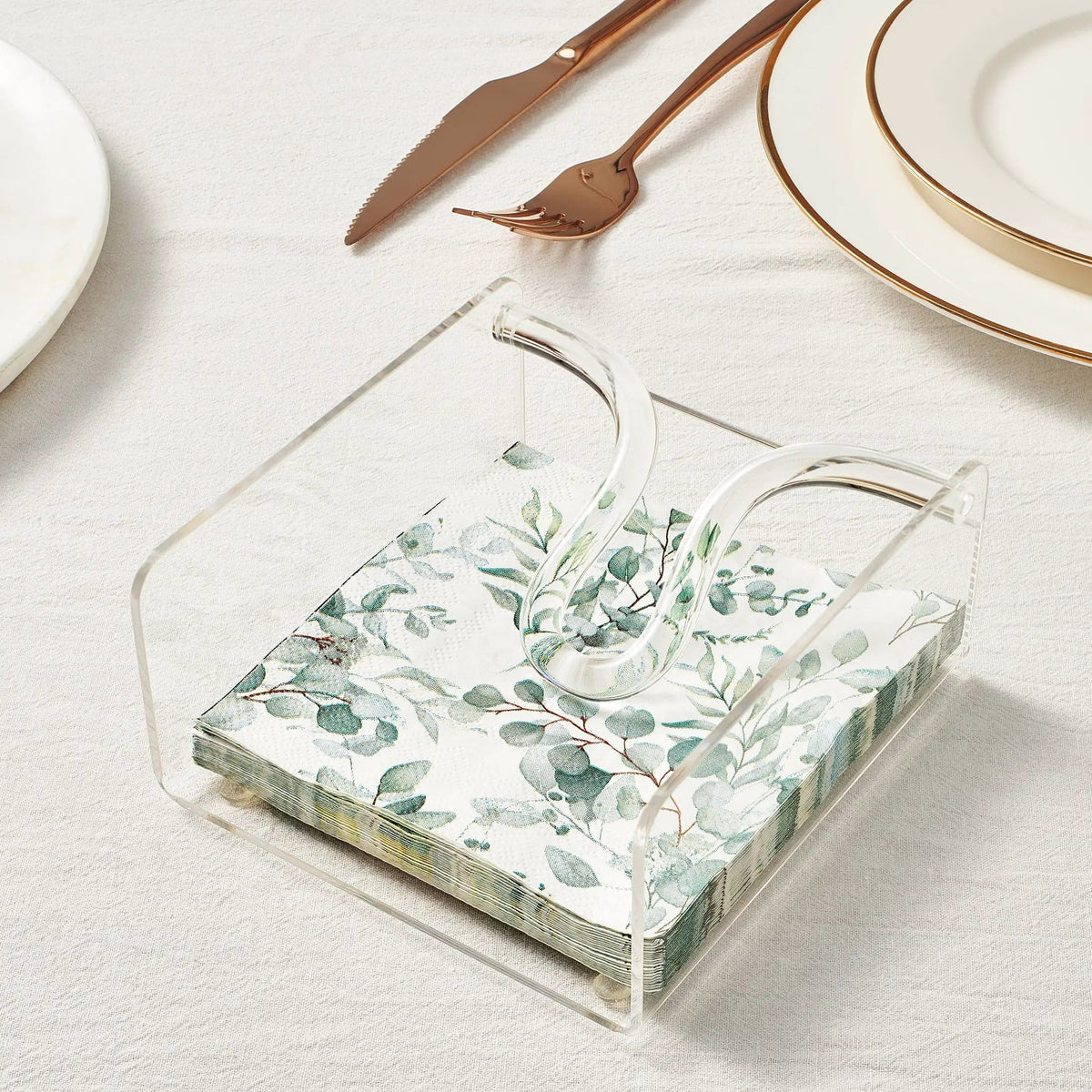 Acrylic Square Clear Cocktail Napkin Holder | Acrylic | Drinkware Holder | Entertaining