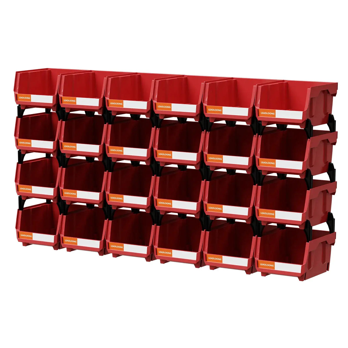 6/24 Pcs Red Stackable Plastic Parts Bins - 5"x4"x3" Garage Tool Storage Containers - Heavy-Duty Organizer Bins for Workshop from PriceLows™