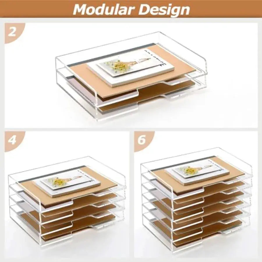 2 Pack- Stackable Paper Letter Tray, A File Desk Organizer Acrylic Desk Organizers and Accessories Sorter Tray, Clear Workspace from PriceLows™