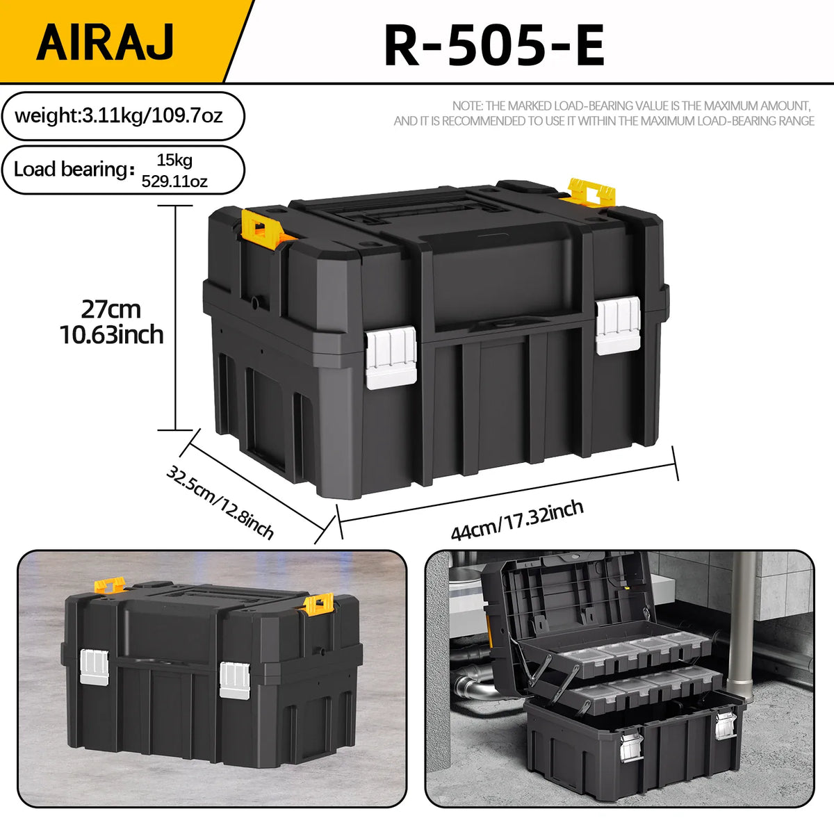 AIRAJ MultiFunctional Tier Stackable Rolling Plastic Portable Folding Tool Storage Box , Suitable for Garage Storage from PriceLows™