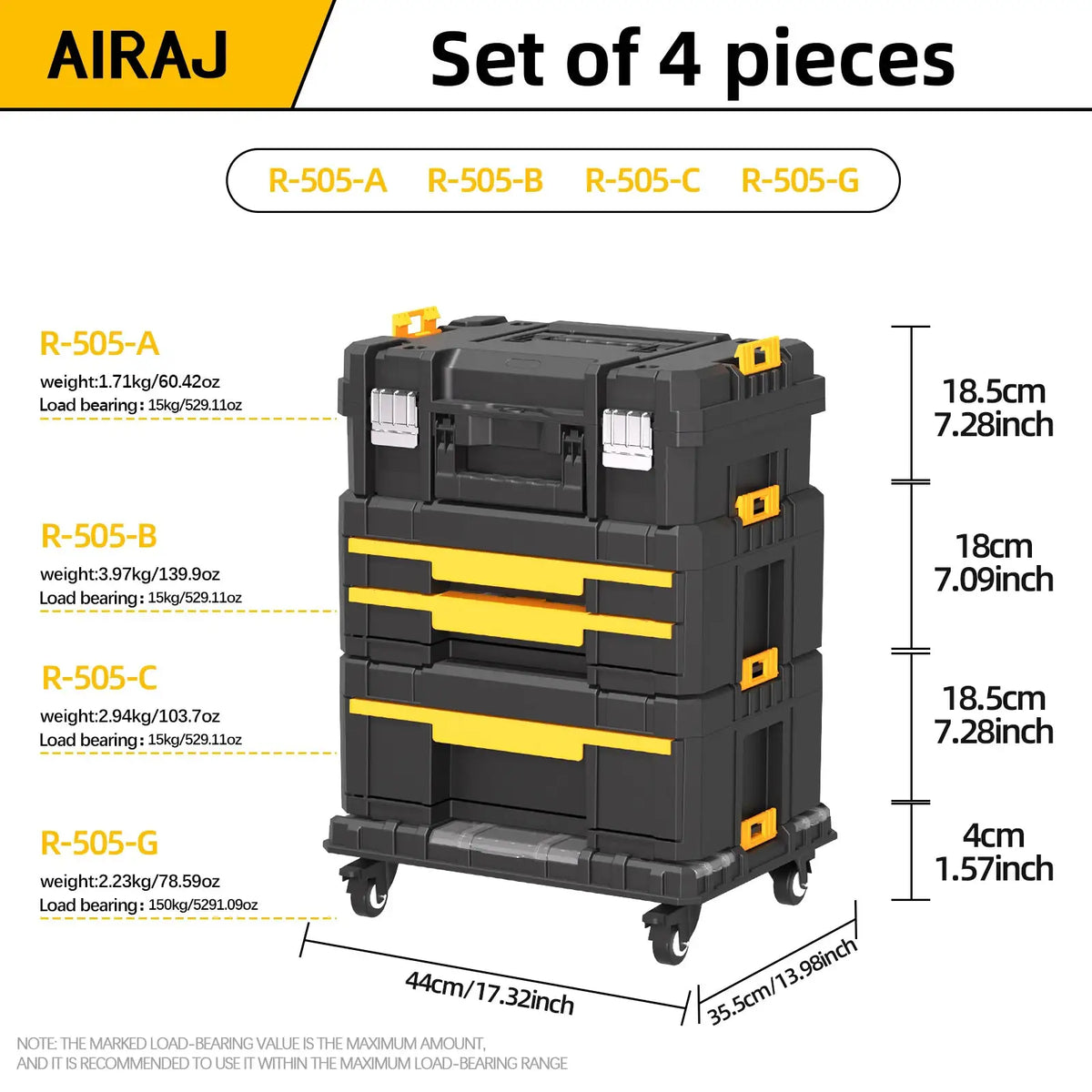 AIRAJ MultiFunctional Tier Stackable Rolling Plastic Portable Folding Tool Storage Box , Suitable for Garage Storage from PriceLows™
