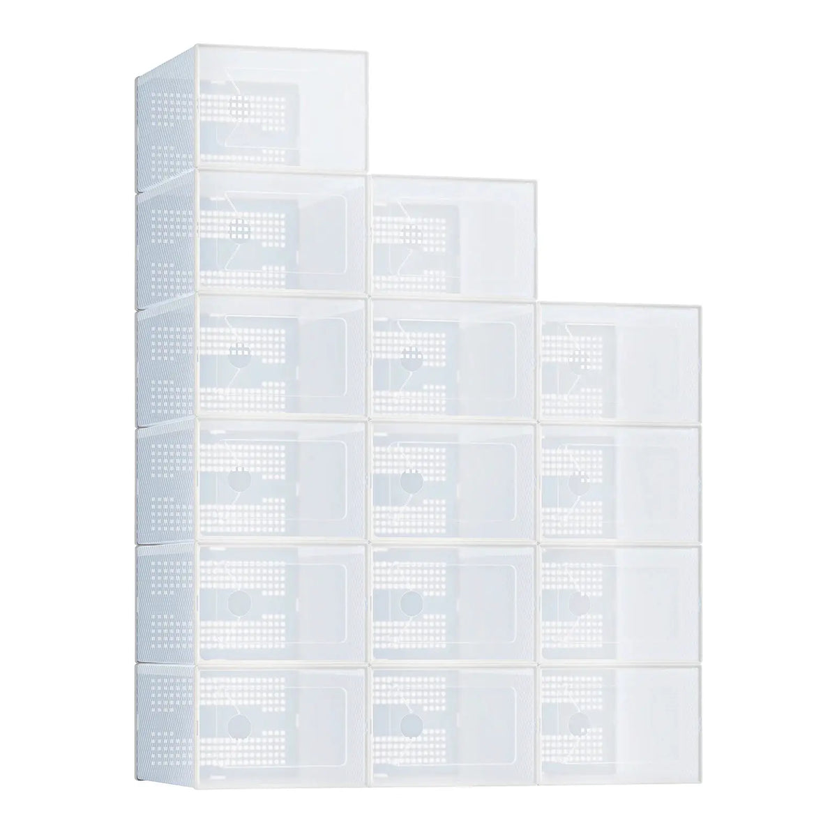 JHK 12/15 Pack Plastic Stackable Shoe Organizer with Lids for Closet Foldable Shoe Rack Sneaker Container Under Bed and Entryway Space Saving Cabinet Home Furniture from PriceLows™