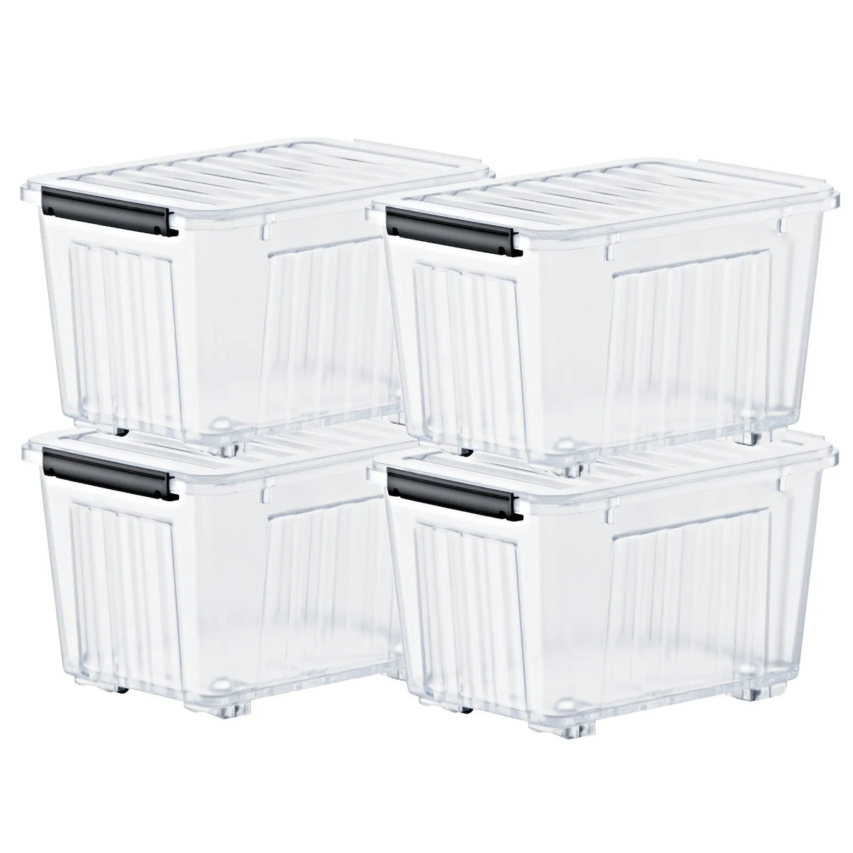 4/6 Pack of Storage Boxes with Lids And Wheels, 72 And 97 Quarts Capacity, Ideal for Storing Various Household Items, Stackable, Available in Three Colors from PriceLows™