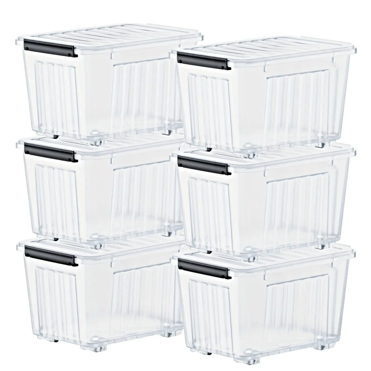 4/6 Pack of Storage Boxes with Lids And Wheels, 72 And 97 Quarts Capacity, Ideal for Storing Various Household Items, Stackable, Available in Three Colors from PriceLows™
