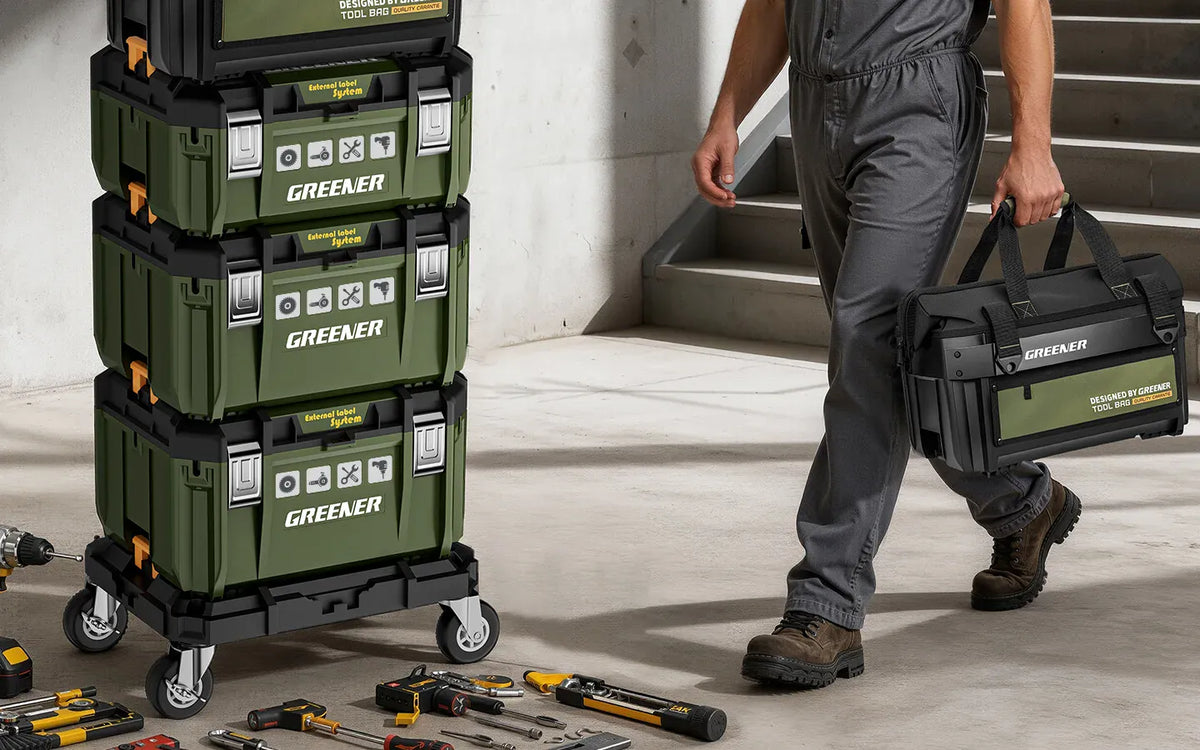 Stackable Toolbox Set Large Hardware Wide Storage Tote Luggage Rolling Handle Multi Function Organizer Box Tool Box Tool Chest from PriceLows™