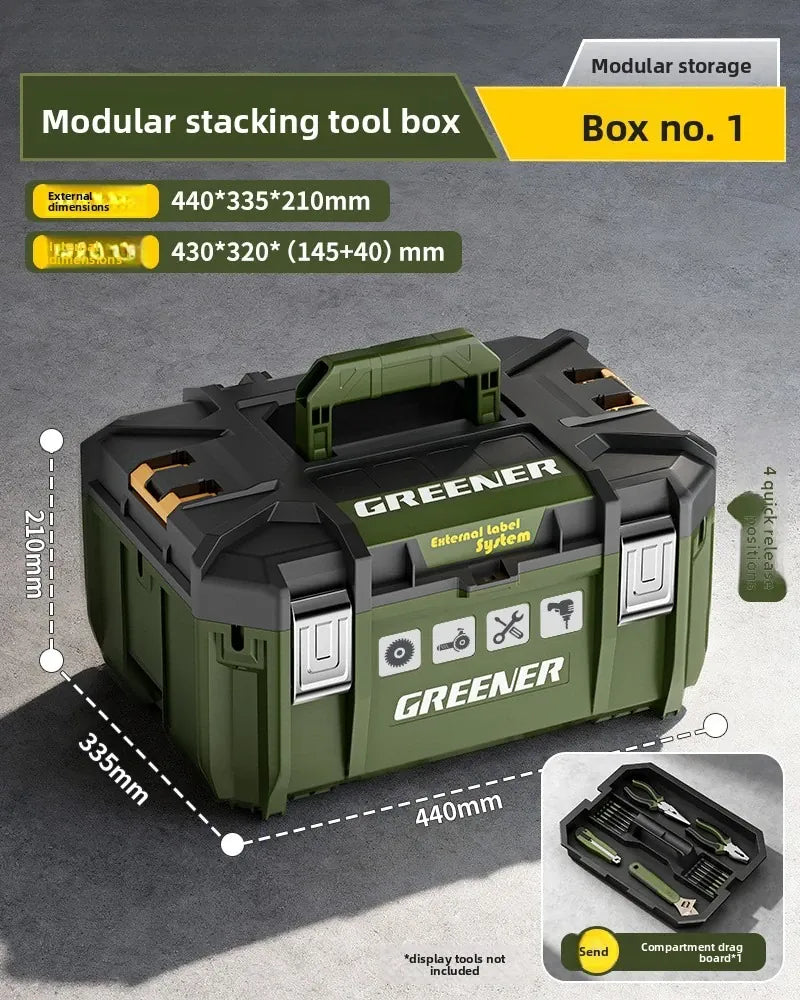 Stackable Toolbox Set Large Hardware Wide Storage Tote Luggage Rolling Handle Multi Function Organizer Box Tool Box Tool Chest from PriceLows™