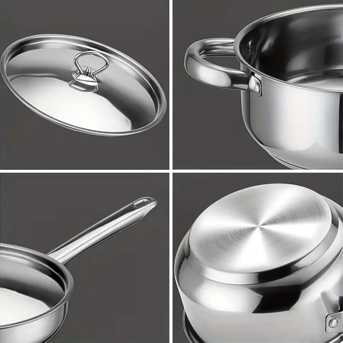 Cookware Set with Lids - 12pcs Stainless Steel Kitchen Cookware Set, Includes 6 Pots, 6 Bowls,5 Lids, 6 Utensils,Dishwasher Safe from PriceLows™
