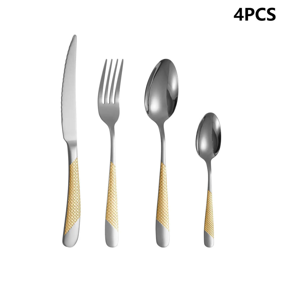 4/6/16/24pcs Stainless steel cutlery set Star Diamond series gold-plated handle cutlery including knife, fork and spoon Western from PriceLows™