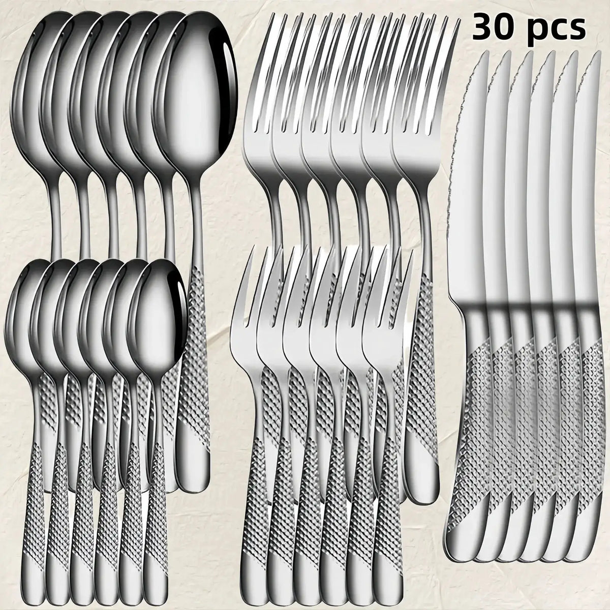 30pcs Diamond Star Cutlery Set Dinner Knife/Fork/Spoon Included for Women Wedding Party Table Setting Christmas Gift from PriceLows™