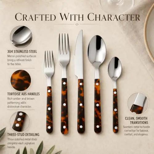Stainless Steel Flatware Set 20 Piece Durable Value