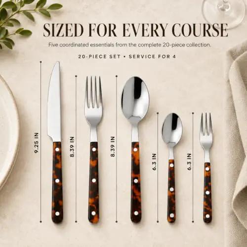 Stainless Steel Flatware Set 20 Piece Durable Value