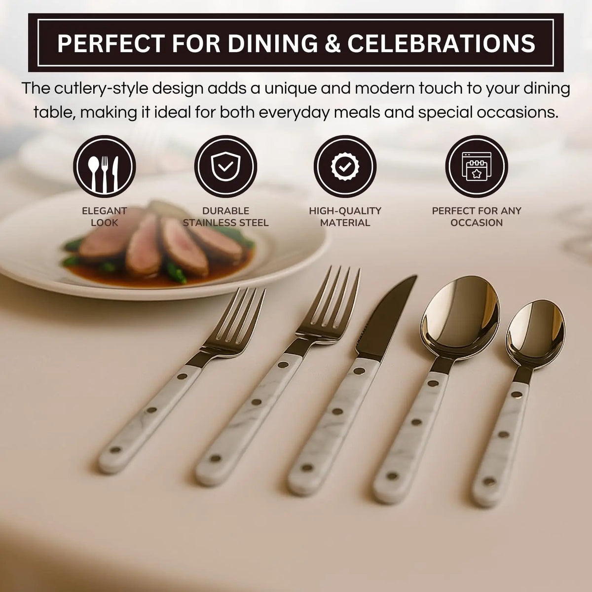 Khen 20-Piece Cutlery Set – Includes Dinner Knives, Forks, Spoons from PriceLows™