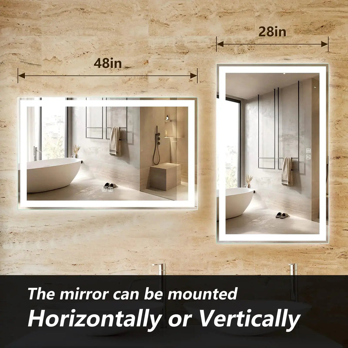Bathroom Mirror | Center Glow LED | Minimalist Frame