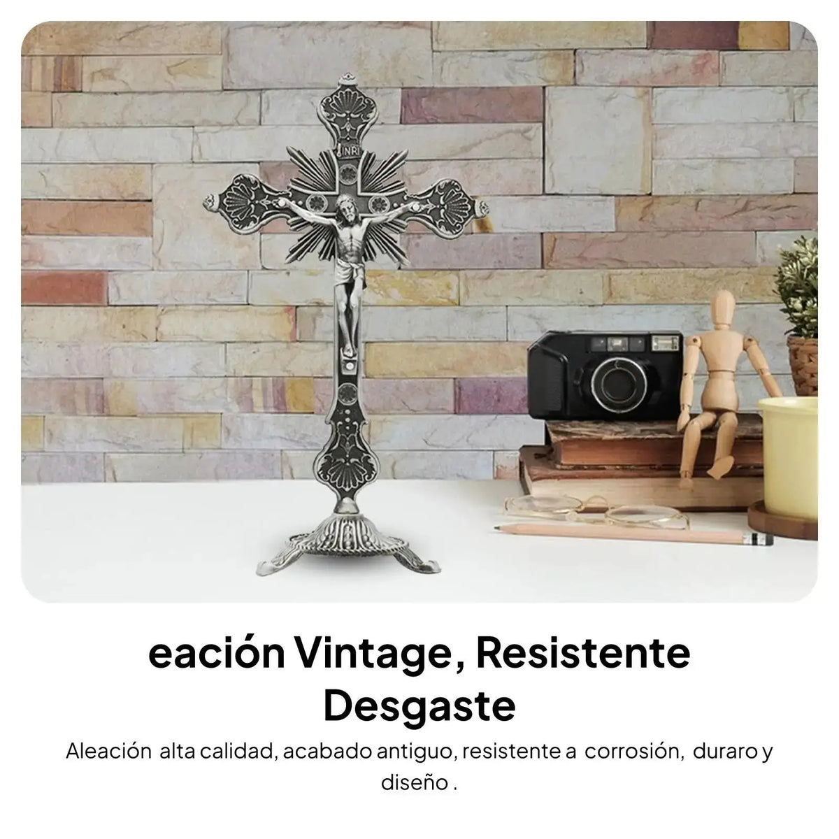 Standing Crucifix | Small Metal Tabletop | PriceLows™