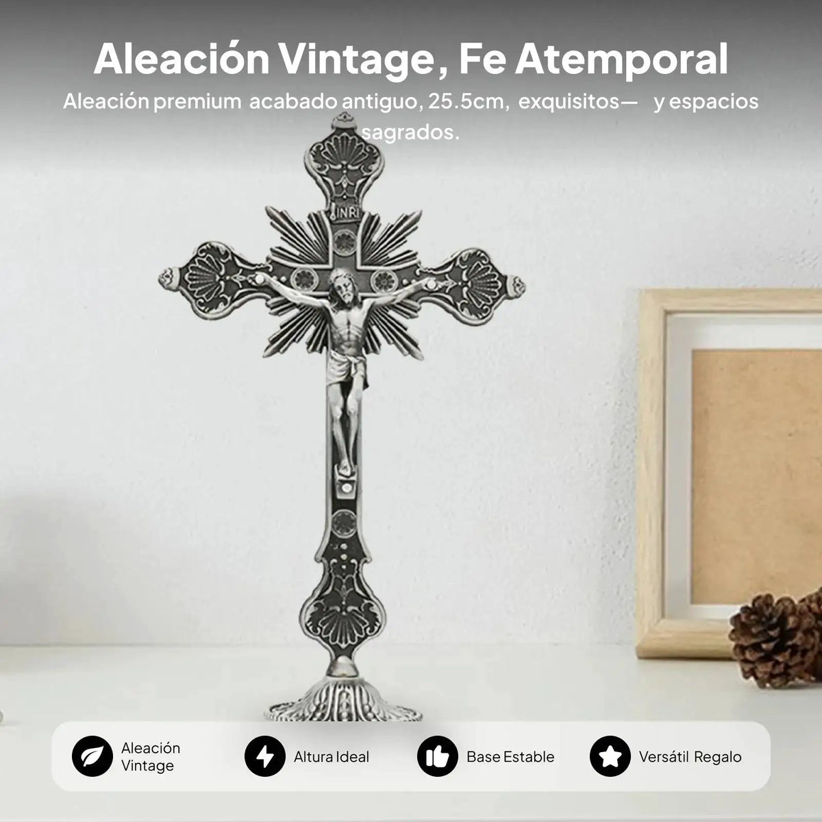 Standing Crucifix | Small Metal Tabletop | PriceLows™