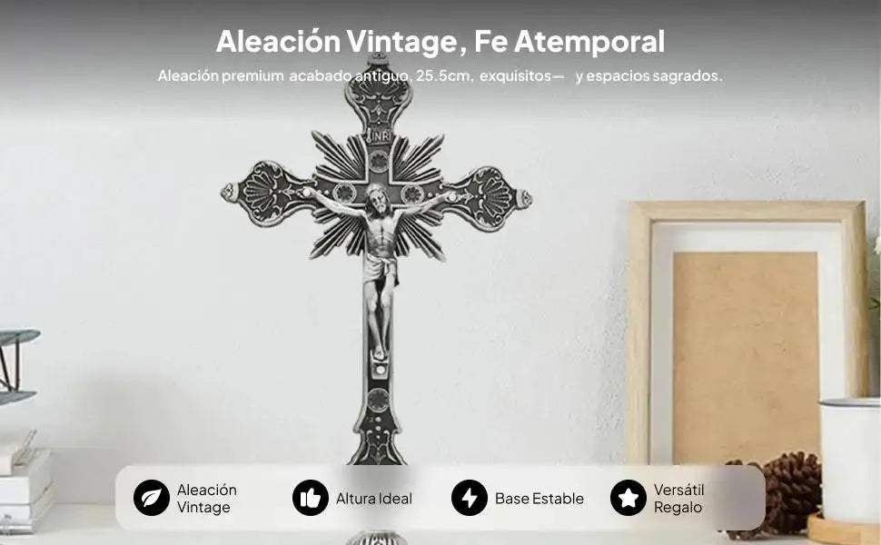 Standing Crucifix | Small Metal Tabletop | PriceLows™