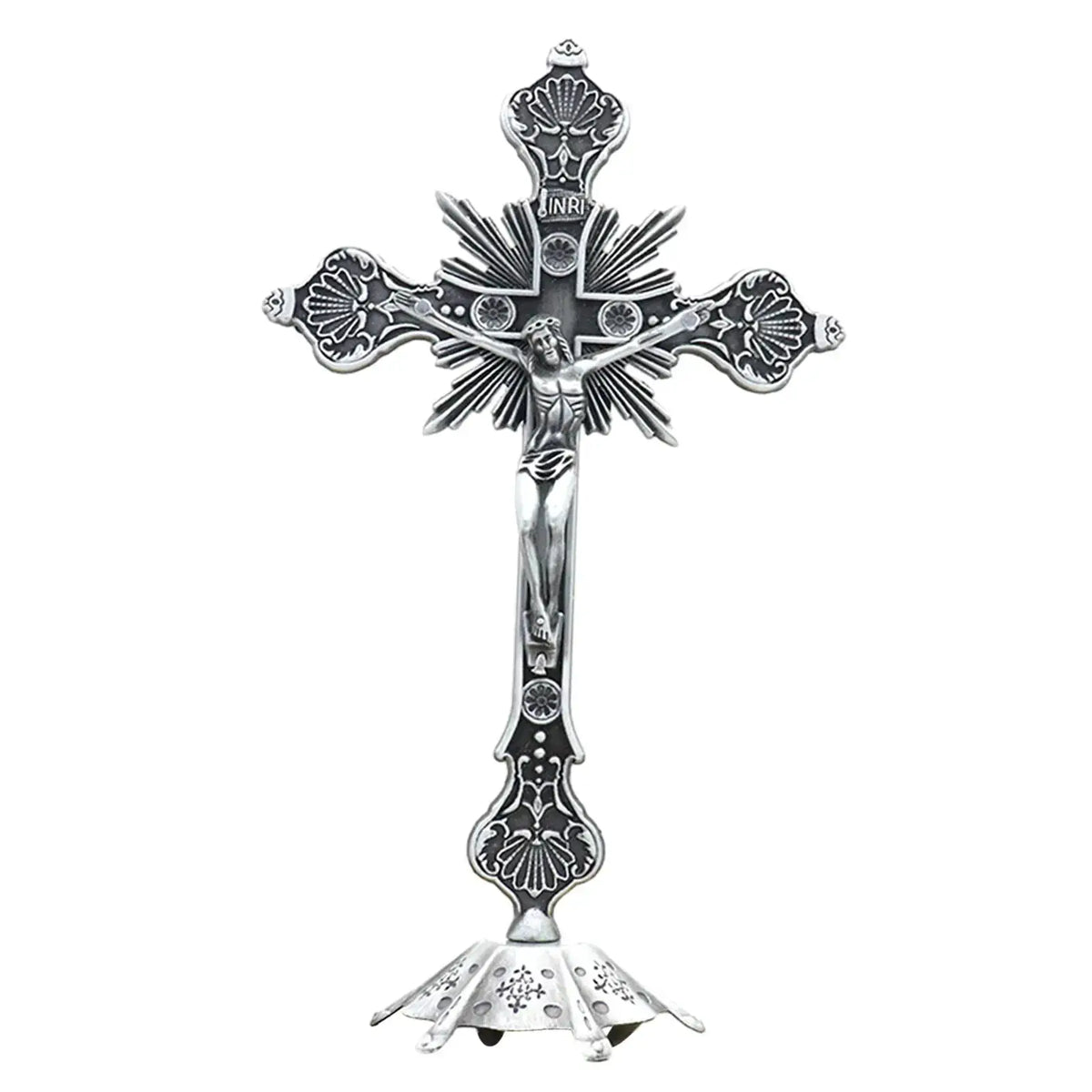 Standing Crucifix | Small Metal Tabletop | PriceLows™