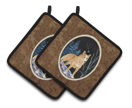 Pot Holder Set of 2 | Heat Resistant Quilted Hot Pads | 7.5 x 7.5 Inch | Starry Night Australian Cattle Dog