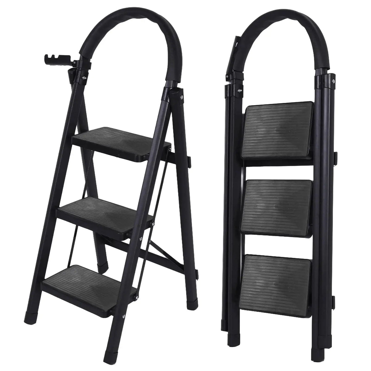 3 Step Folding Ladder Sturdy Steel Ladder 330lbs Capacity Sturdy& Portable Stepping Stools for RV Attic Daily Use at Home from PriceLows™