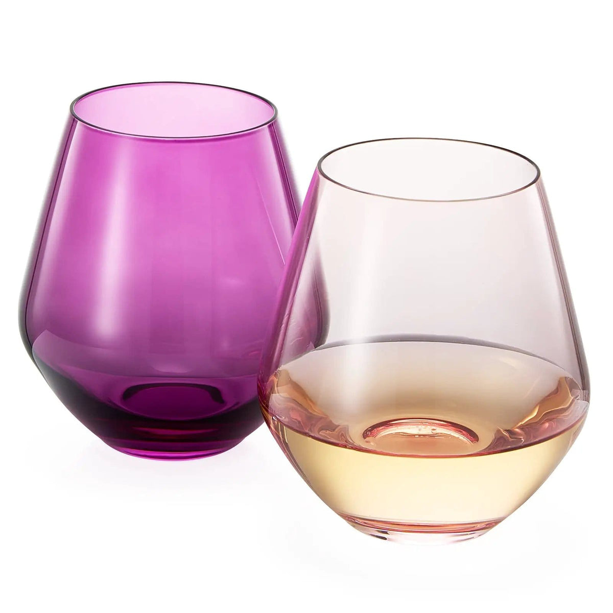 Flora Stemless Wine Glassware | 16 oz | Set of 2 | Entertaining