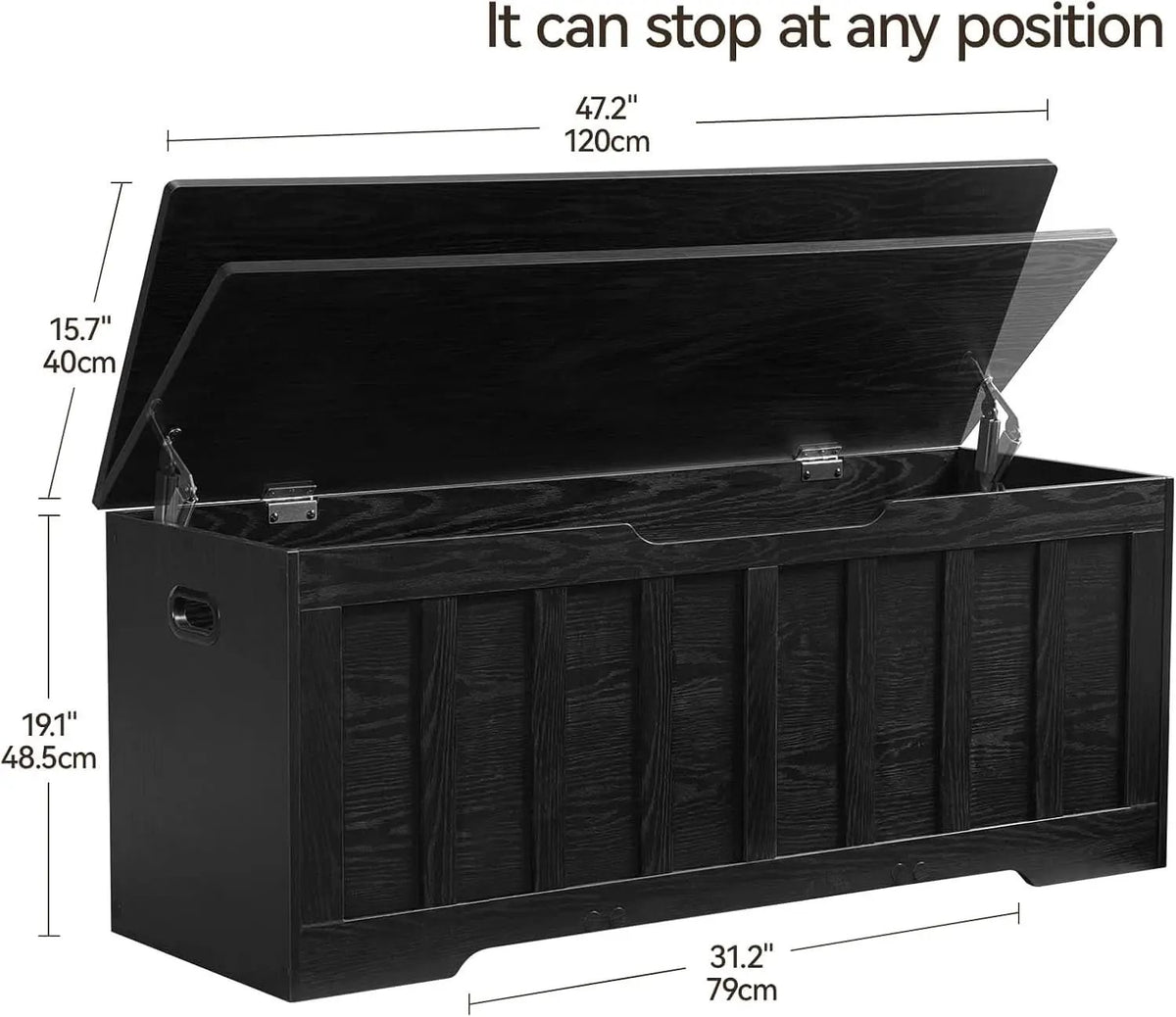 Black 47.2 Inches SolidWood Oversized Storage Bench from PriceLows™