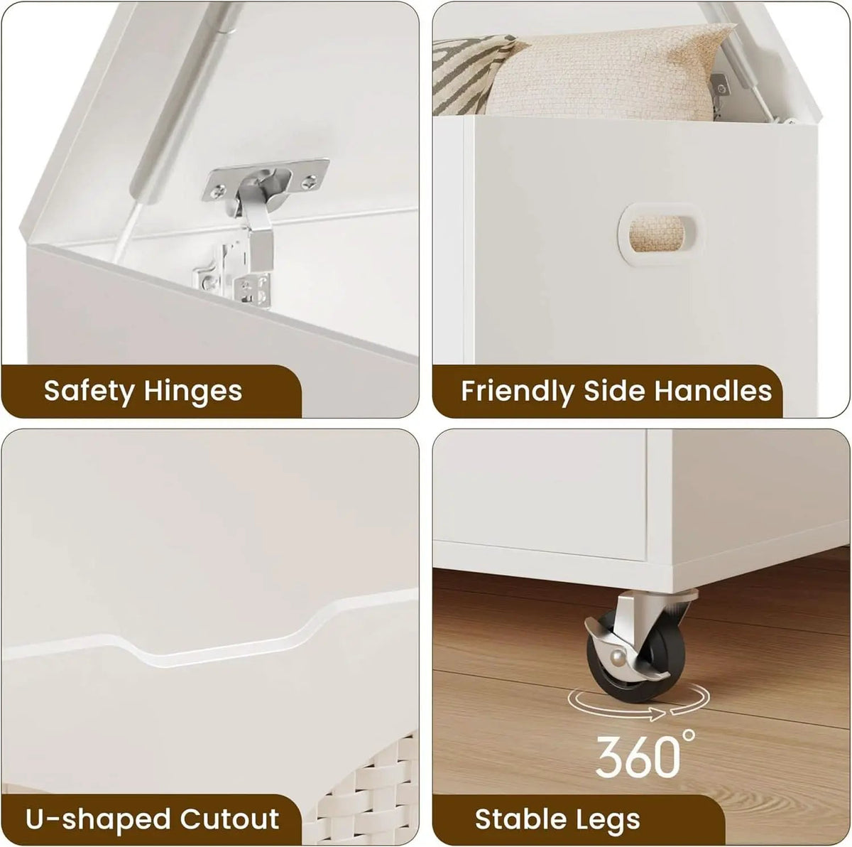 White Wooden Storage Bench On Wheels from PriceLows™