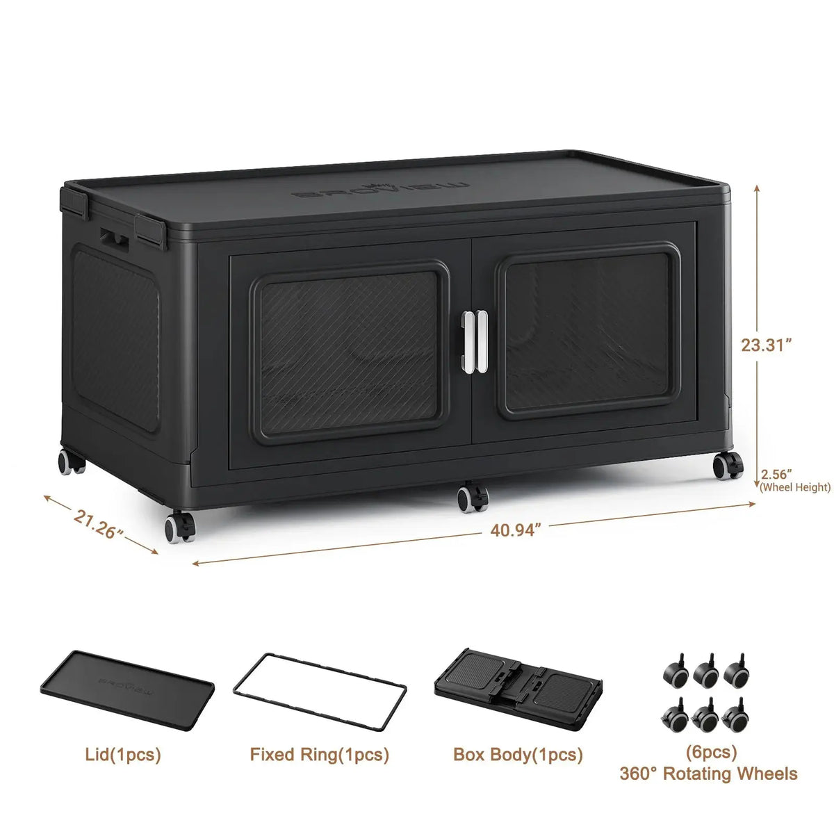 BROVIEW 165 Gal Extra Large Storage Bins Each Box with 1 Lid, 660 Qt Stackable Storage Box with Wheels, Collapsible Plastic Storage Cabinet Cubes Shelves Home Organization, 1/3/4Pack, Black from PriceLows™