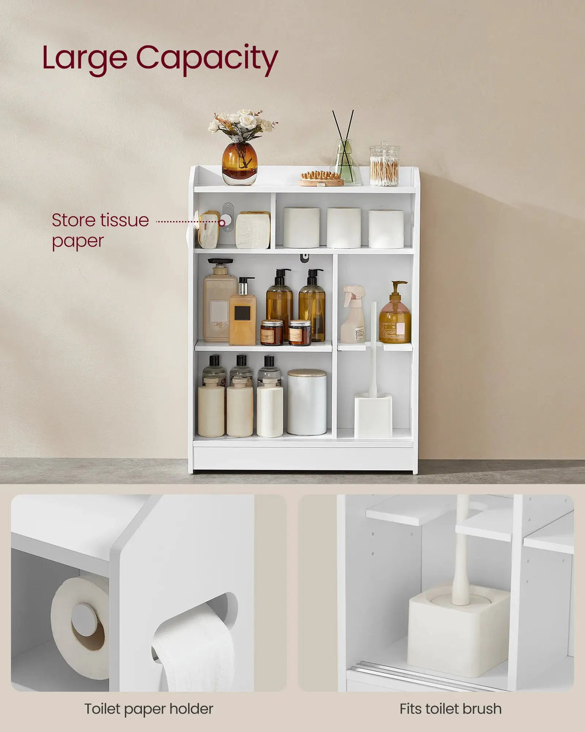 Storage Cabinet | Sliding Doors | Toilet Paper Holder | Slim Cabinet from PriceLows™