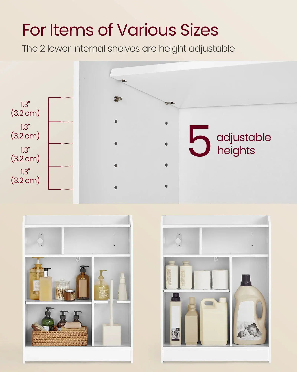Storage Cabinet | Sliding Doors | Toilet Paper Holder | Slim Cabinet from PriceLows™