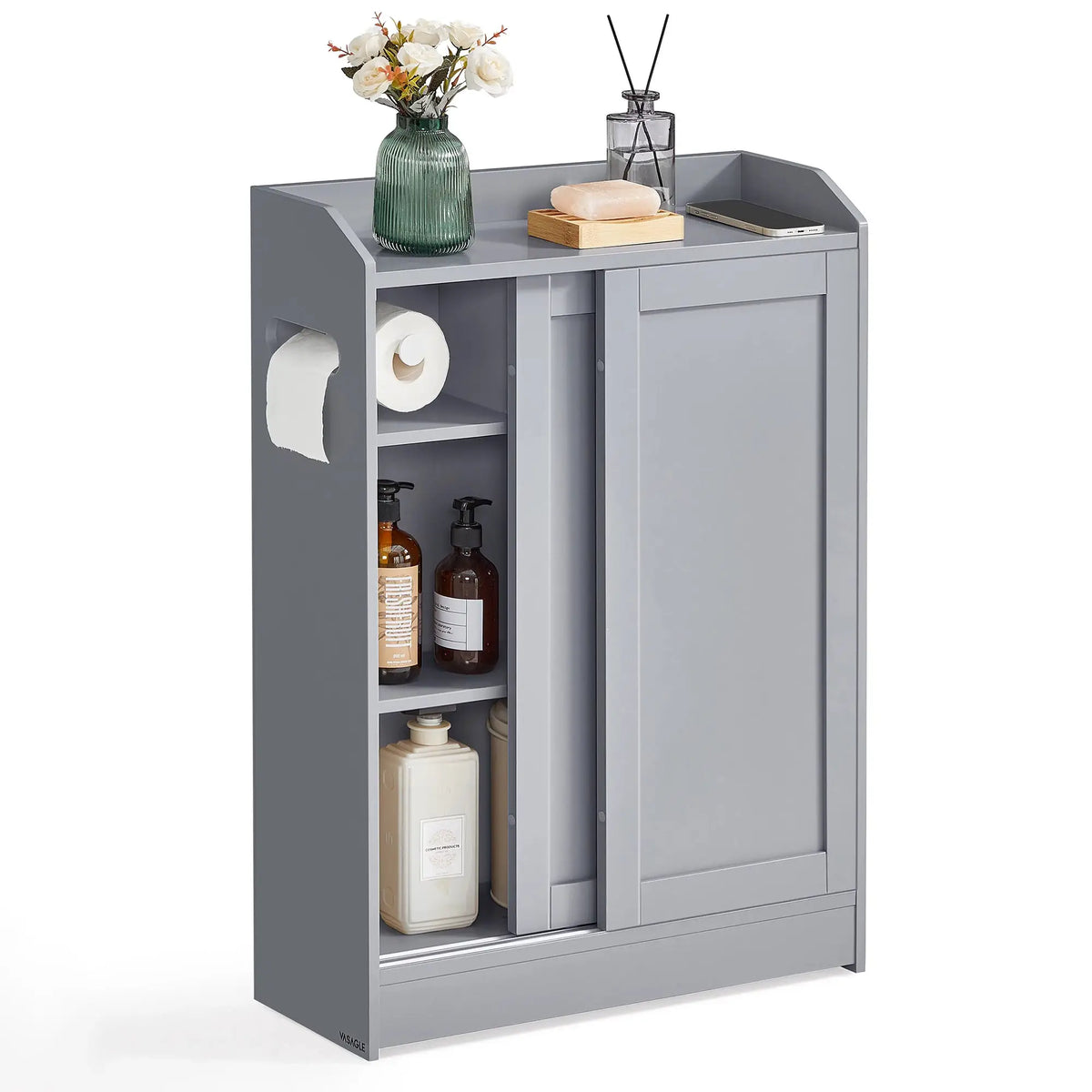 Storage Cabinet | Sliding Doors | Toilet Paper Holder | Slim Cabinet from PriceLows™