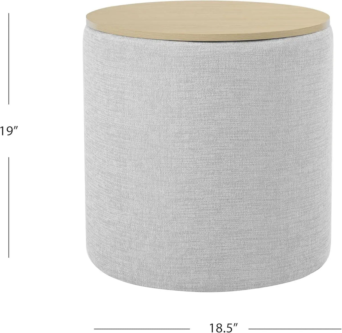 Storage Ottoman 18 Inch Wood Top Gray Textured Fabric from PriceLows™