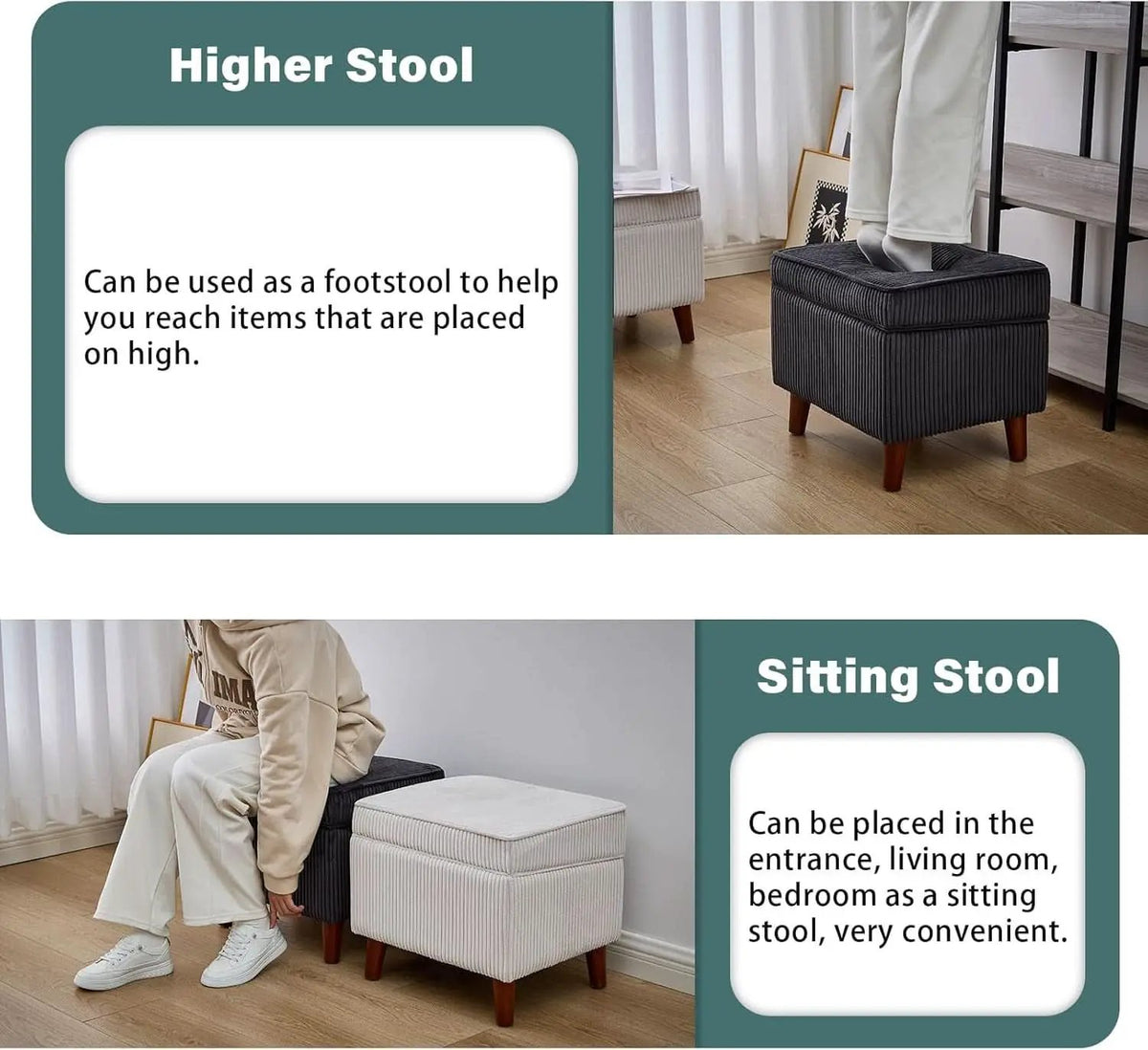Storage Ottoman With Adjustable Lid Footrest Charcoalgray from PriceLows™