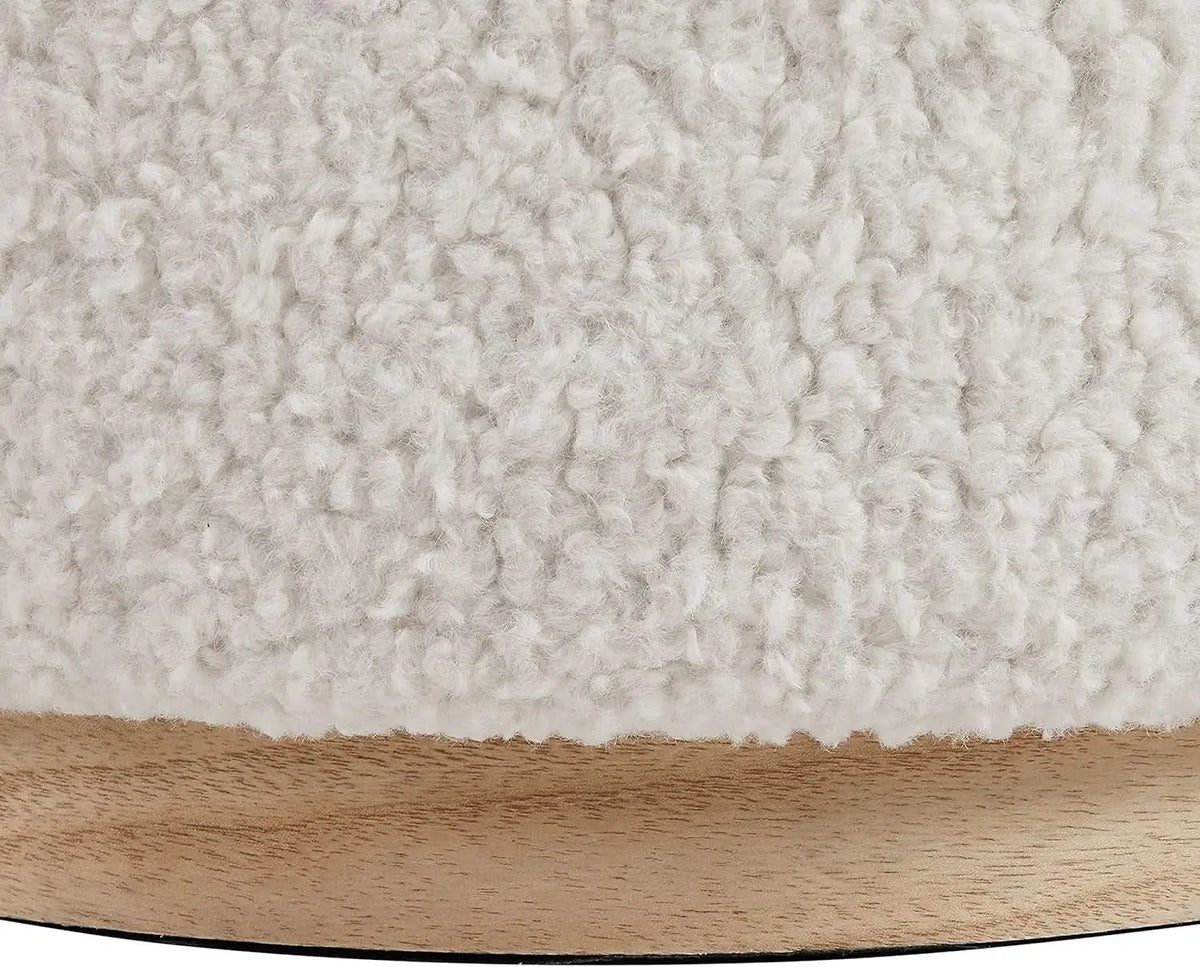 Cream Sherpa Deluxe Storage Ottoman Solidwood Base from PriceLows™