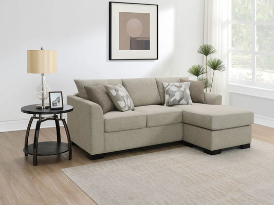 Storey Upholstered Sleeper Sectional Chaise Sofa Camel | 83.5 x 58.5 x 34.5 in | Chenille | Living Room