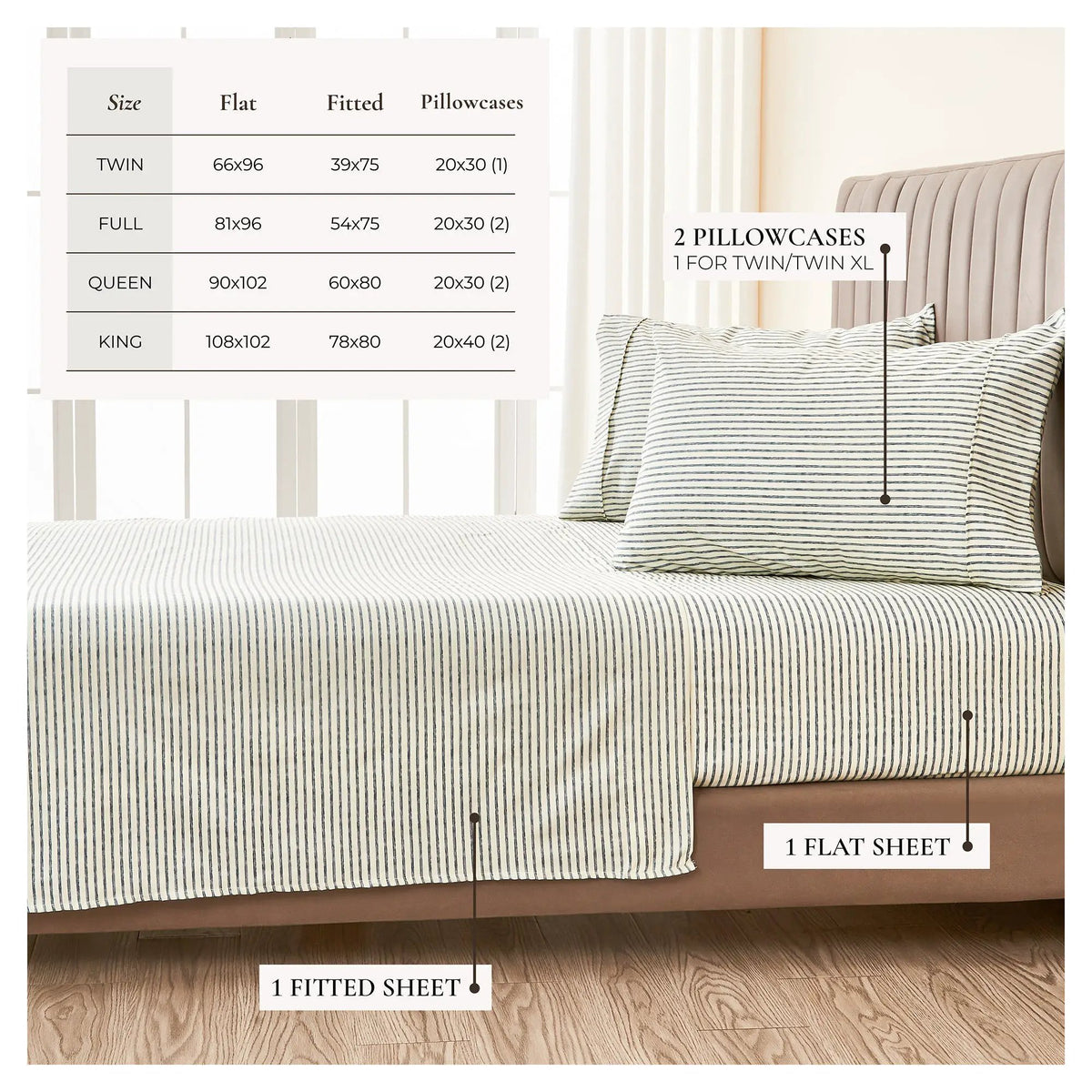 Striped Sheet Set - Evette Collection from PriceLows™