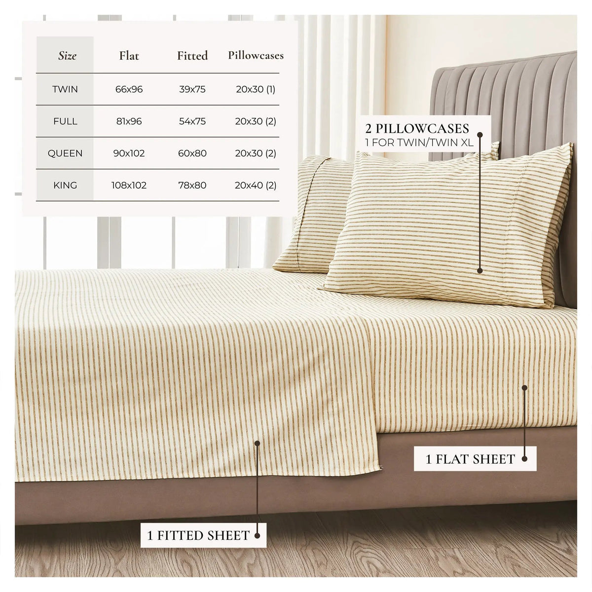 Striped Sheet Set - Evette Collection from PriceLows™