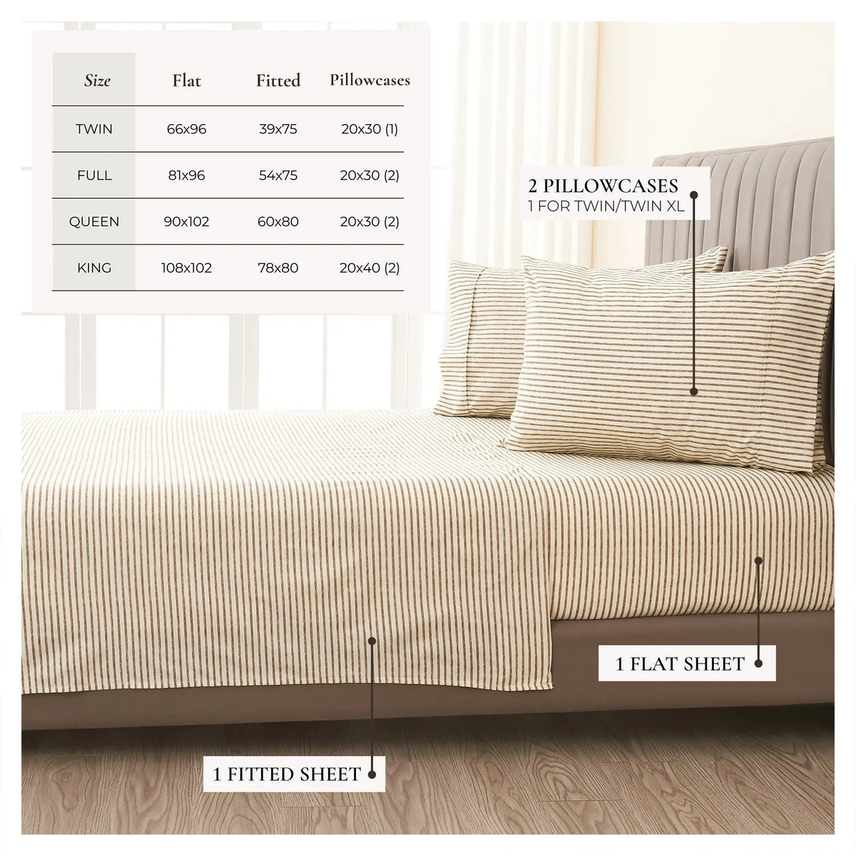Striped Sheet Set - Evette Collection from PriceLows™